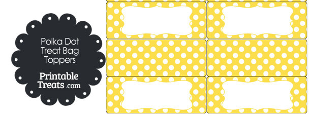 Yellow and White Polka Dot Treat Bag Toppers
