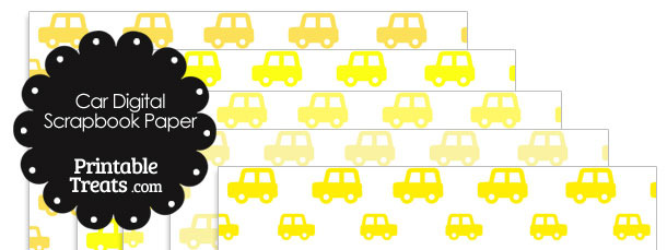 Yellow Car Digital Scrapbook Paper