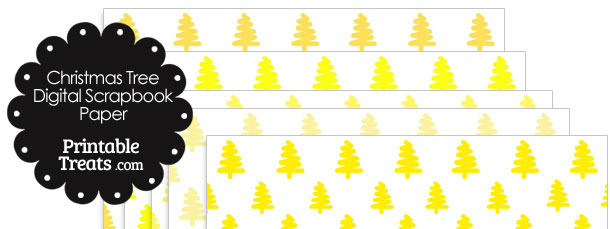 Yellow Christmas Tree Digital Scrapbook Paper