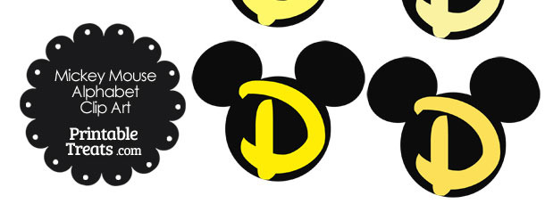 Yellow Mickey Mouse Head Letter D Clipart