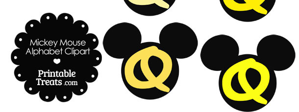 Yellow Mickey Mouse Head Letter Q Clipart