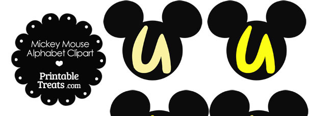 Yellow Mickey Mouse Head Letter U Clipart