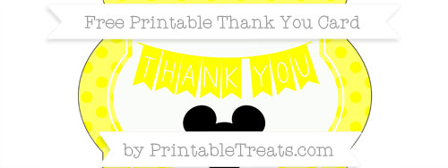 Yellow Polka Dot Mickey Mouse Thank You Card — Printable Treats.com