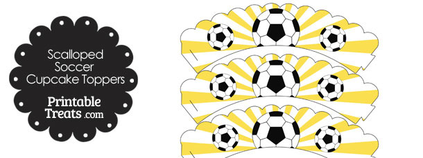 Yellow Scalloped Sunburst Soccer Cupcake Wrappers