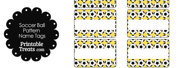yellow soccer ball pattern name tags printable treatscom