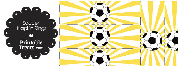 Yellow Sunburst Soccer Party Napkin Rings