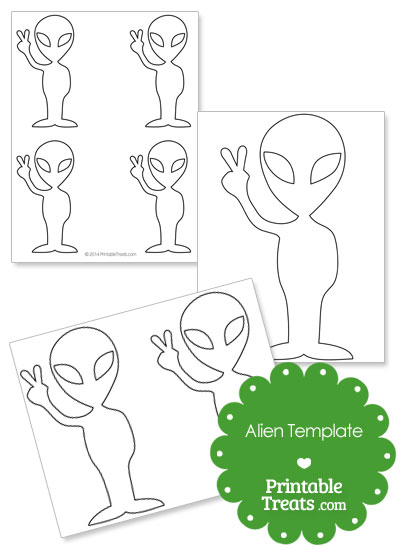 Alien Showing Peace Sign Template from PrintableTreats.com