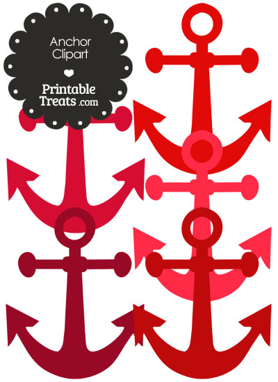 Anchor Clipart in Shades of Red from PrintableTreats.com