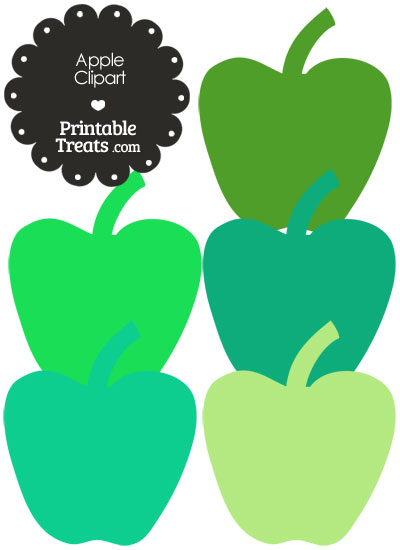 Apple Clipart in Shades of Green from PrintableTreats.com