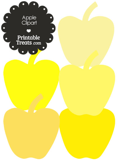 Apple Clipart in Shades of Yellow from PrintableTreats.com