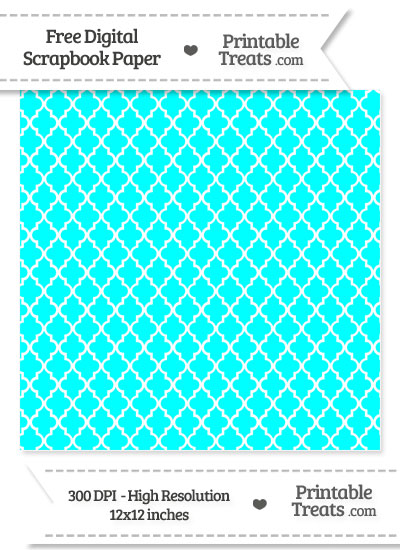 Aqua Blue Large Moroccan Tile Digital Paper from PrintableTreats.com