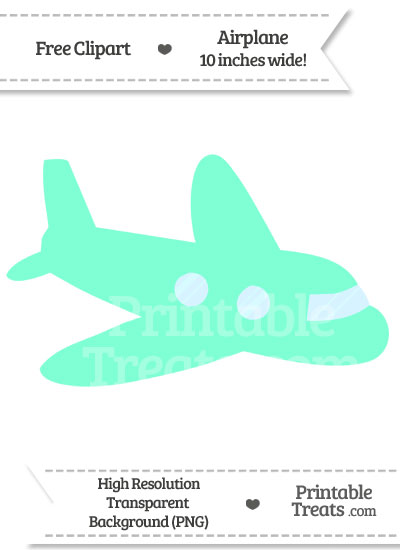 Aquamarine Airplane Clipart from PrintableTreats.com