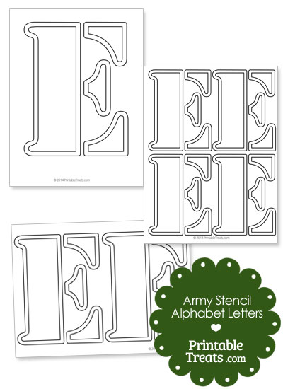 Army Stencil Outline Letter E from PrintableTreats.com