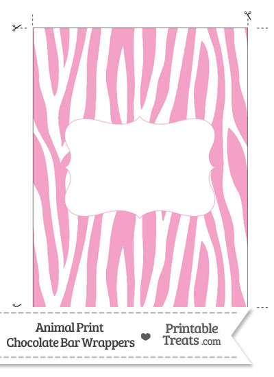 Baby Pink and White Zebra Print Chocolate Bar Wrappers from PrintableTreats.com