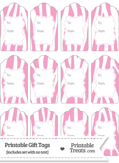 Baby Pink and White Zebra Print Gift Tags from PrintableTreats.com