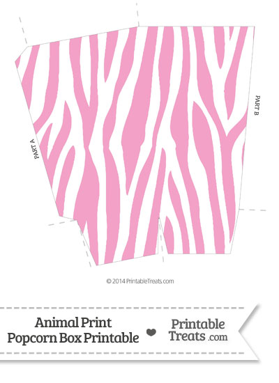 Baby Pink and White Zebra Print Popcorn Box from PrintableTreats.com