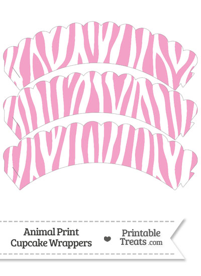 Baby Pink and White Zebra Print Scalloped Cupcake Wrappers from PrintableTreats.com