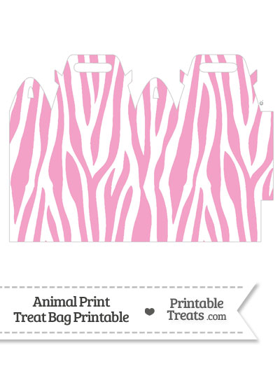 Baby Pink and White Zebra Print Treat Bag from PrintableTreats.com