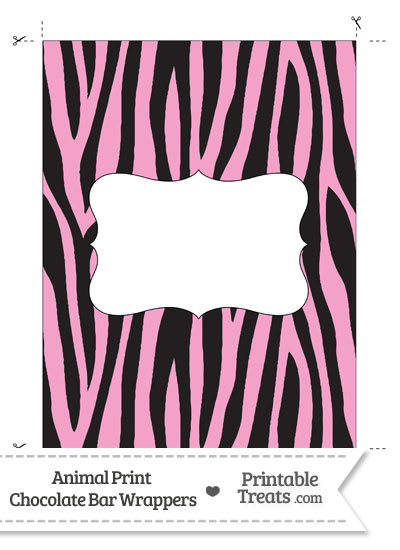 Baby Pink Zebra Print Chocolate Bar Wrappers from PrintableTreats.com