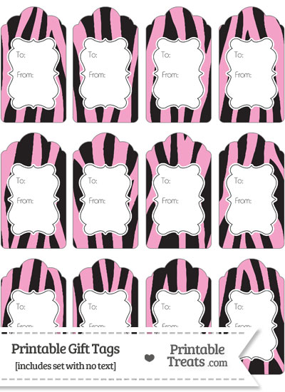 Baby Pink Zebra Print Gift Tags from PrintableTreats.com