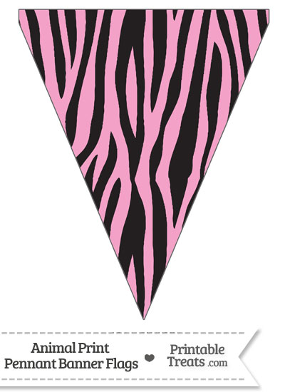 Baby Pink Zebra Print Pennant Banner Flag from PrintableTreats.com