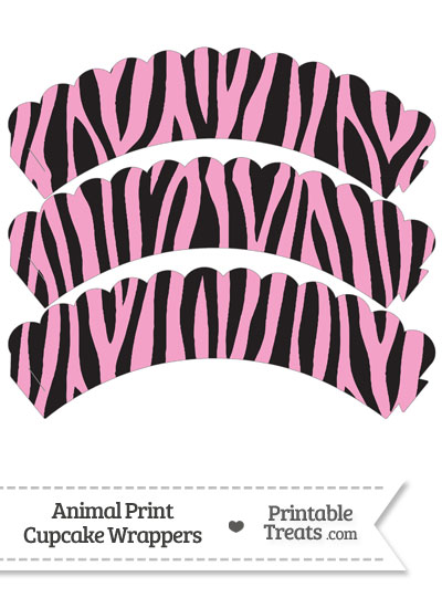 Baby Pink Zebra Print Scalloped Cupcake Wrappers from PrintableTreats.com