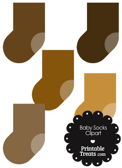 Baby Socks Clipart in Shades of Brown from PrintableTreats.com
