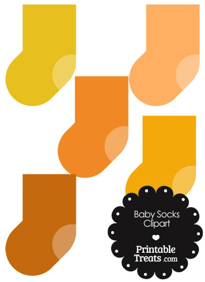 Baby Socks Clipart in Shades of Orange from PrintableTreats.com