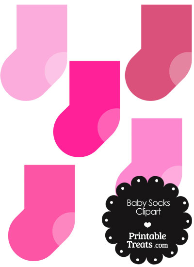 Baby Socks Clipart in Shades of Pink from PrintableTreats.com