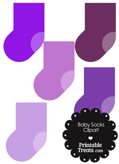Baby Socks Clipart in Shades of Purple from PrintableTreats.com