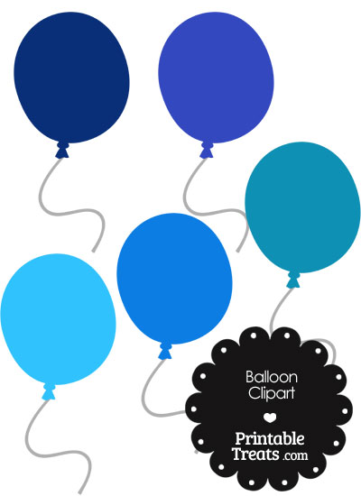 Balloon Clipart in Shades of Blue from PrintableTreats.com