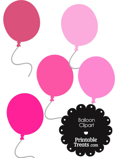 Balloon Clipart in Shades of Pink from PrintableTreats.com