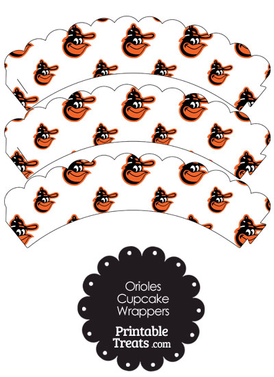 Baltimore Orioles Baseball Scalloped Cupcake Wrappers from PrintableTreats.com