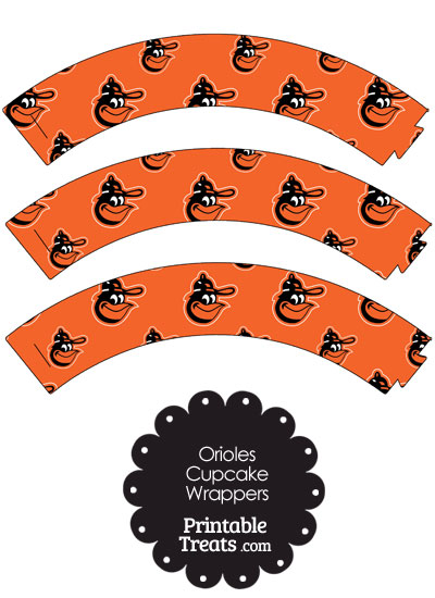 Baltimore Orioles Baseball with Orange Background Cupcake Wrappers from PrintableTreats.com