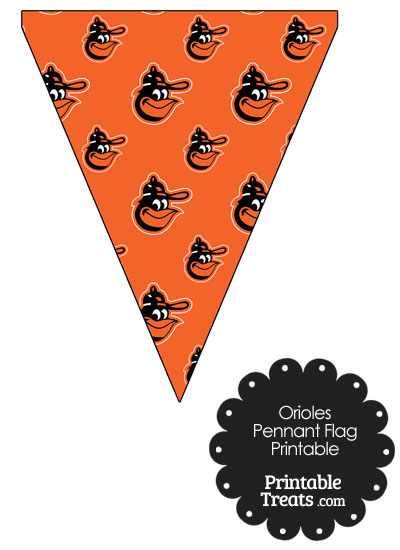 Baltimore Orioles Baseball with Orange Background Pennant Banners from PrintableTreats.com