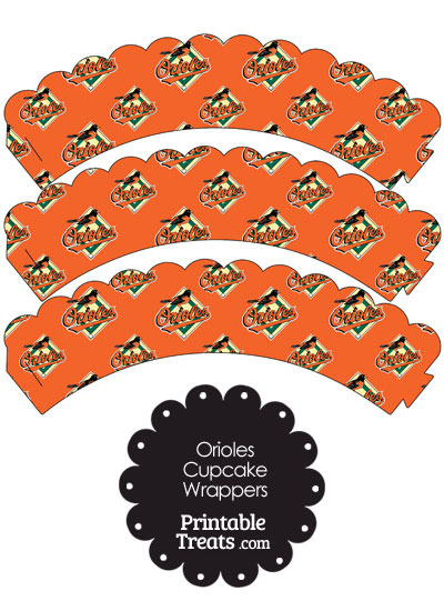 Baltimore Orioles Logo Scalloped Cupcake Wrappers from PrintableTreats.com
