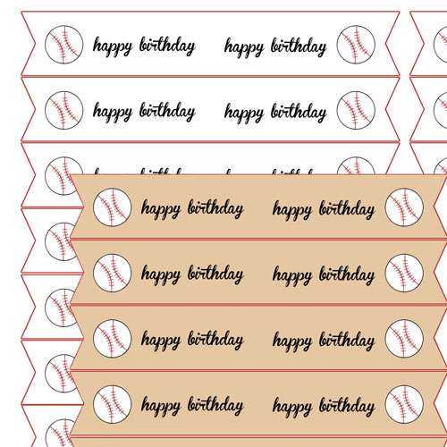 baseball party straw flags