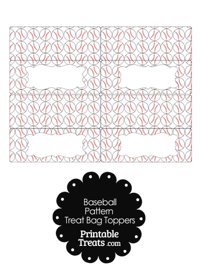 Baseball Pattern Treat Bag Toppers from PrintableTreats.com