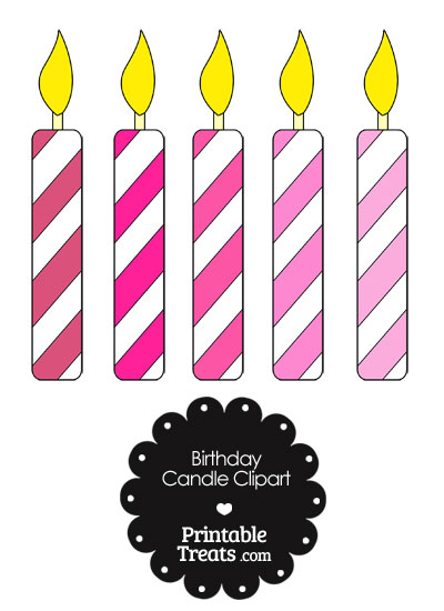 Birthday Candle Clipart in Shades of Pink from PrintableTreats.com