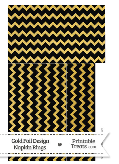 Black and Gold Foil Chevron Napkin Rings from PrintableTreats.com