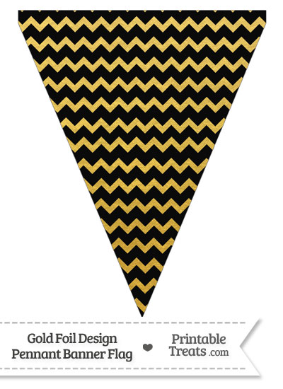 Black and Gold Foil Chevron Pennant Banner Flag from PrintableTreats.com