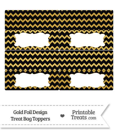 Black and Gold Foil Chevron Treat Bag Toppers from PrintableTreats.com