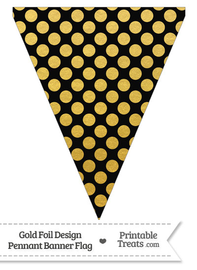 Black and Gold Foil Dots Pennant Banner Flag from PrintableTreats.com