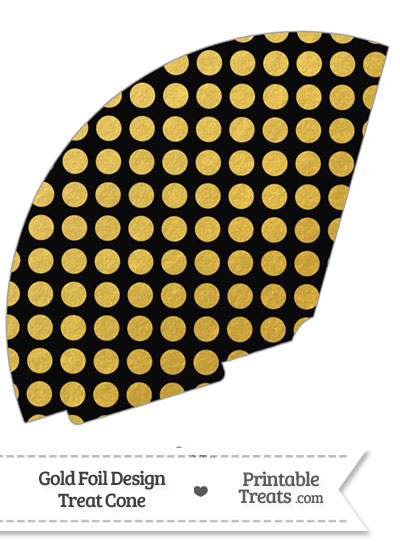 Black and Gold Foil Dots Treat Cone from PrintableTreats.com