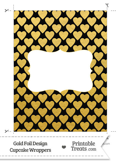 Black and Gold Foil Hearts Chocolate Bar Wrappers from PrintableTreats.com