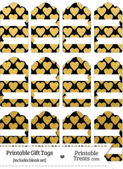 Black and Gold Foil Hearts Gift Tags from PrintableTreats.com