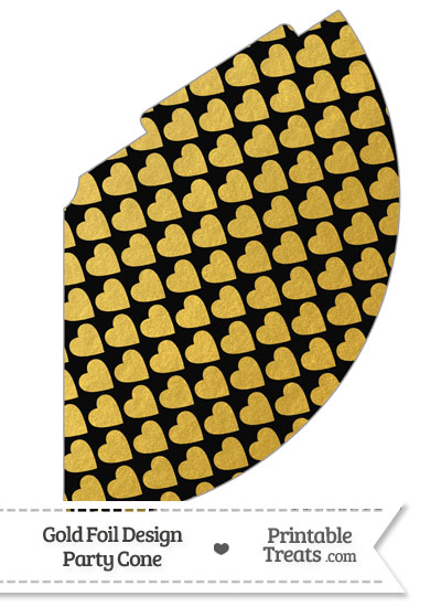 Black and Gold Foil Hearts Party Cone from PrintableTreats.com