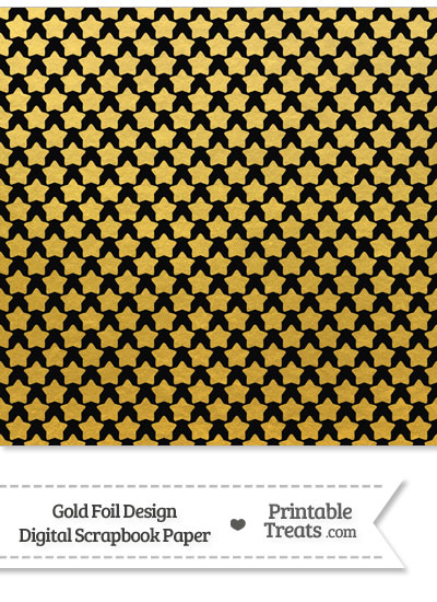 Black and Gold Foil Stars Digital Scrapbook Paper from PrintableTreats.com