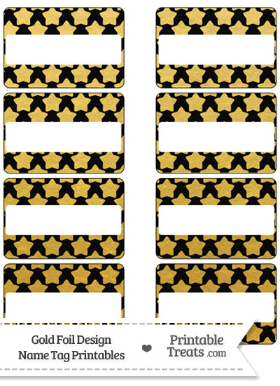 Black and Gold Foil Stars Name Tags from PrintableTreats.com