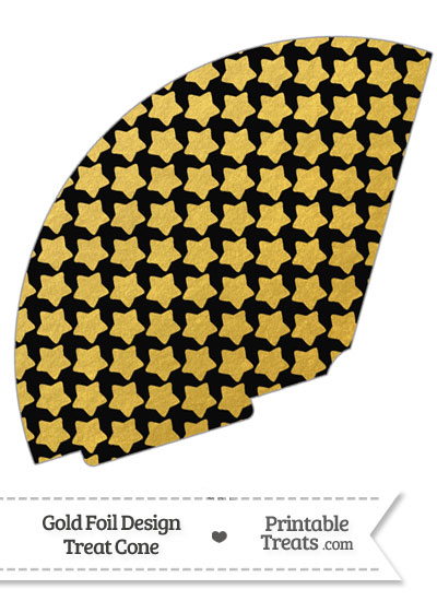 Black and Gold Foil Stars Treat Cone from PrintableTreats.com